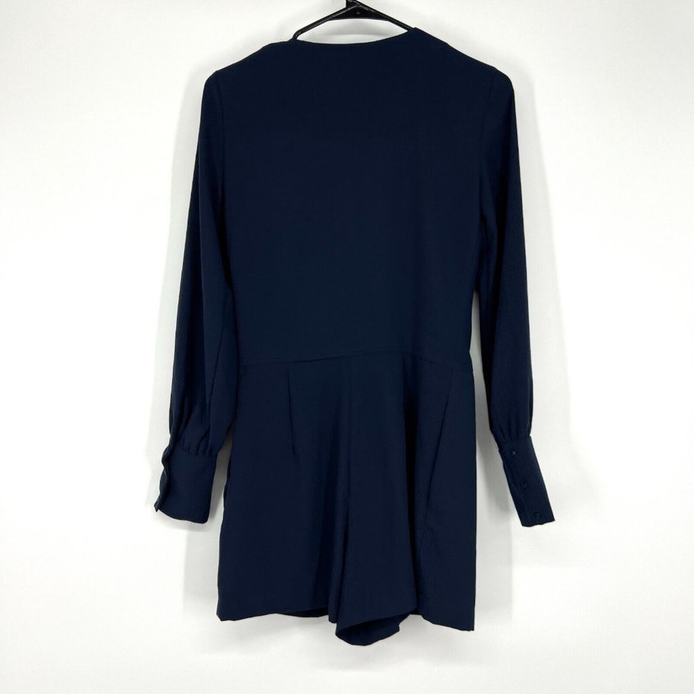 Zara Romper Blue Long Sleeve Button Down Front Pockets - Picture 8 of 12